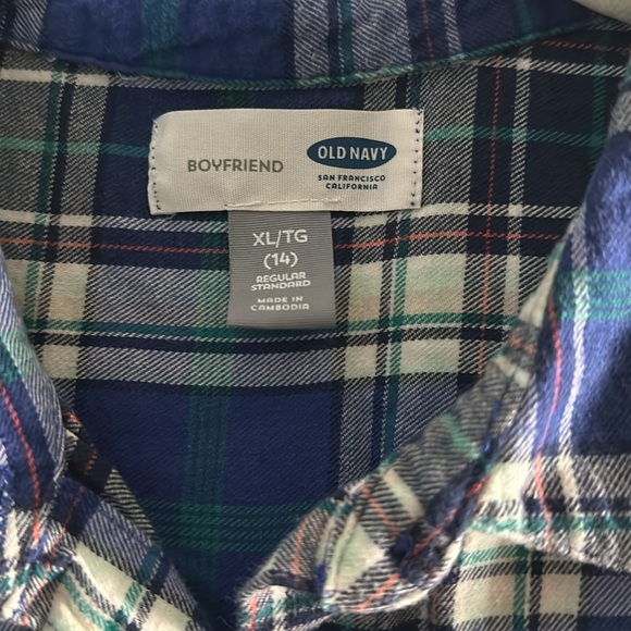 Old Navy Plaid Button Up Blue - Picture 4 of 6
